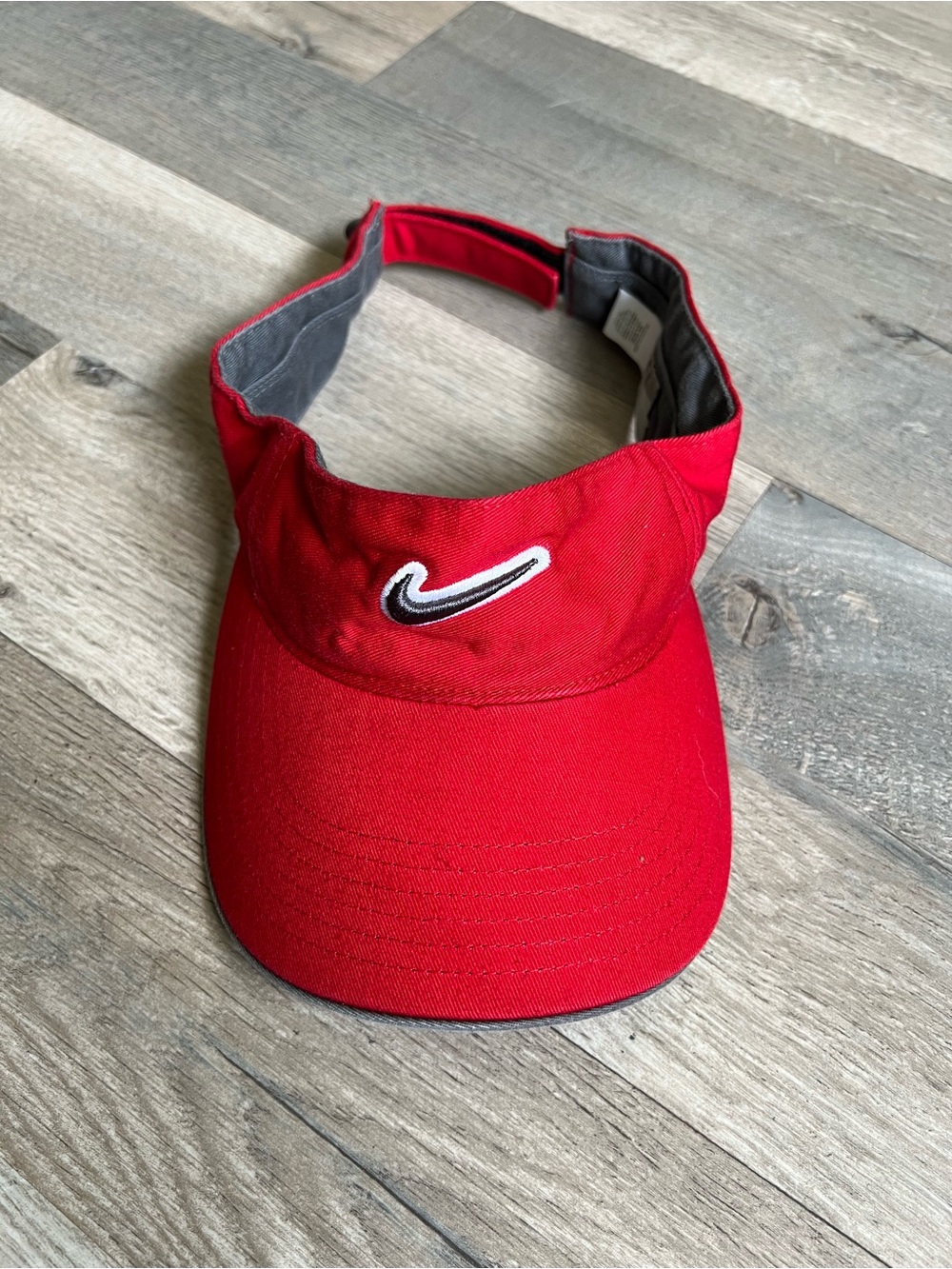 Vintage Nike Just Do It Visor Hat Cap Red Silver Tag 90s Y2K Swoosh Mens Womens